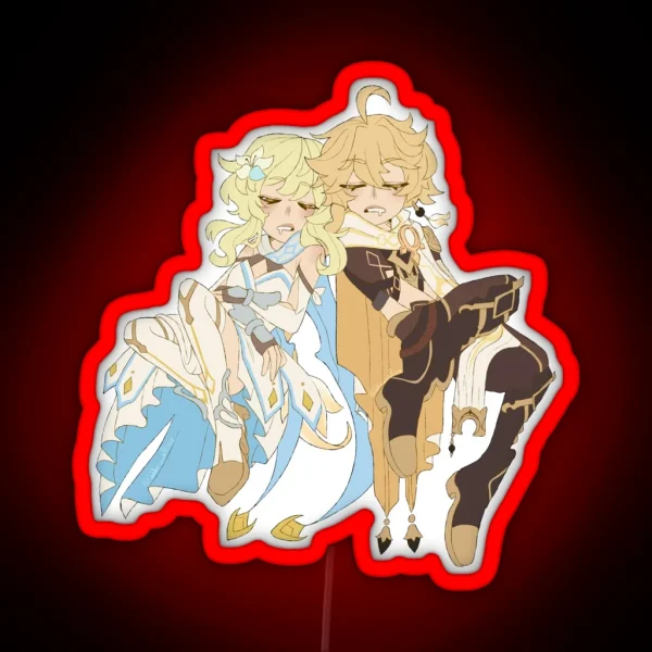 Sleepy Travellers Twins Version RGB Neon Sign