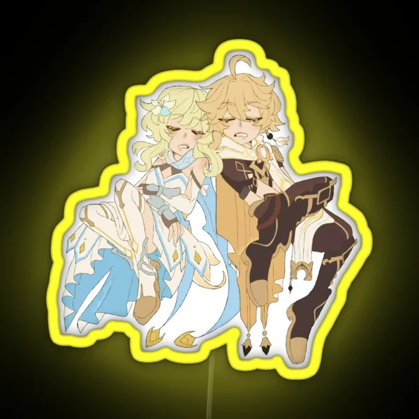 Sleepy Travellers Twins Version RGB Neon Sign