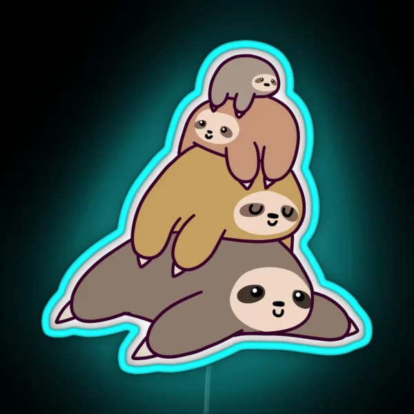 Sloth Stack RGB Neon Sign