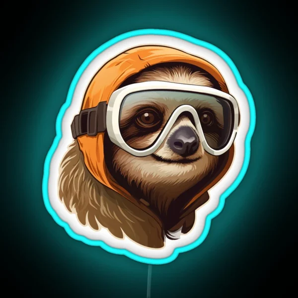 Sloth Wearing Ski Goggles RGB Neon Sign