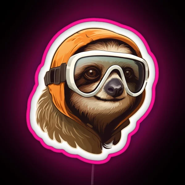 Sloth Wearing Ski Goggles RGB Neon Sign