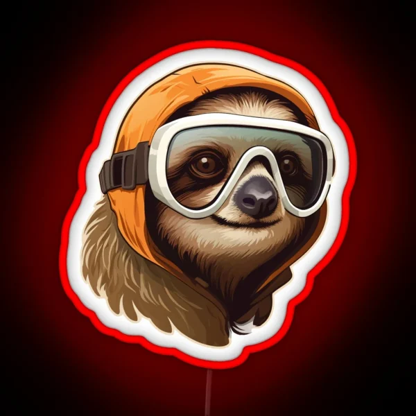 Sloth Wearing Ski Goggles RGB Neon Sign