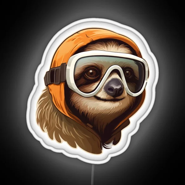 Sloth Wearing Ski Goggles RGB Neon Sign