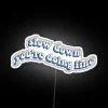 Vienna-inspired neon sign with 'Slow Down You're Doing Fine' lyrics artwork