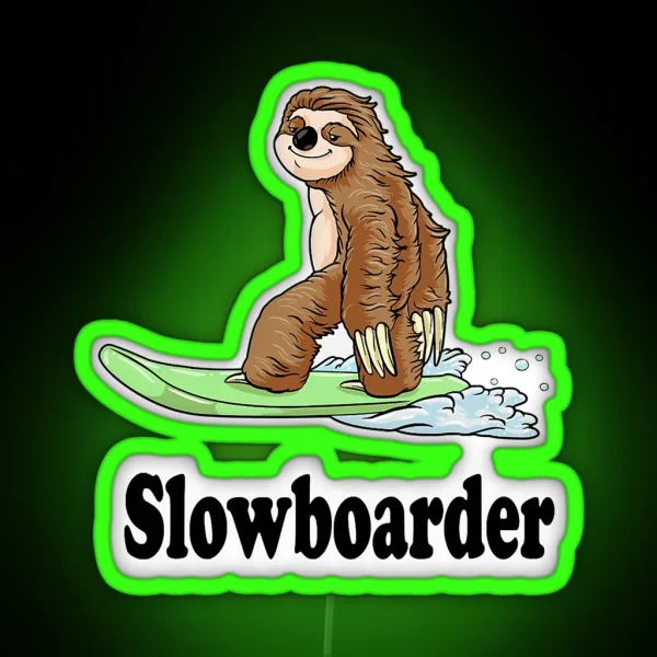 Slowboarder Funny Snowboard Sloth RGB Neon Sign