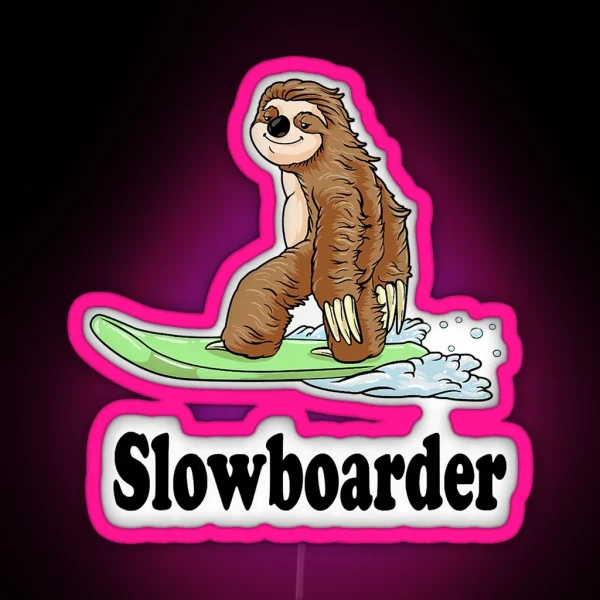 Slowboarder Funny Snowboard Sloth RGB Neon Sign
