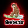 Hang your humor with our quirky sloth snowboarder neon sign