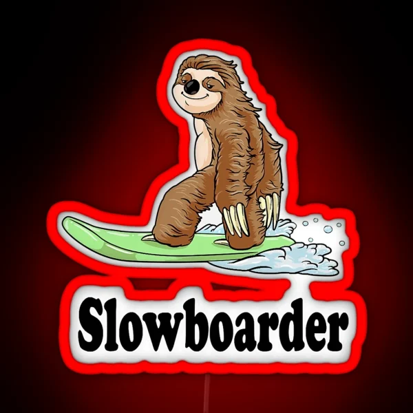Slowboarder Funny Snowboard Sloth RGB Neon Sign