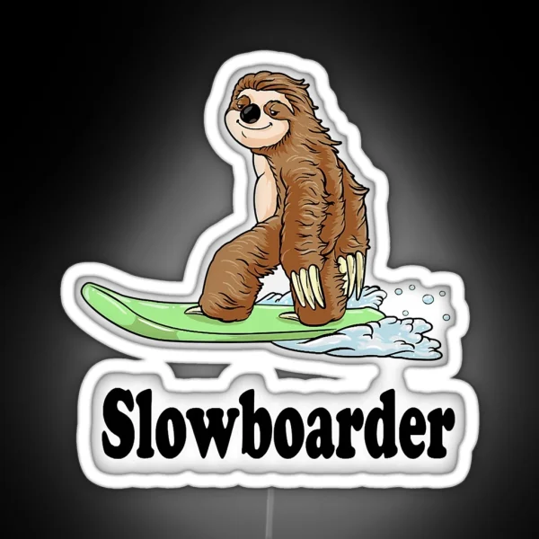 Slowboarder Funny Snowboard Sloth RGB Neon Sign