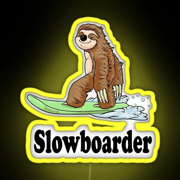 Slowboarder Funny Snowboard Sloth RGB Neon Sign