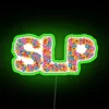 Vibrant Neon Sign with Colorful Flower Accents Home Decor Lighting