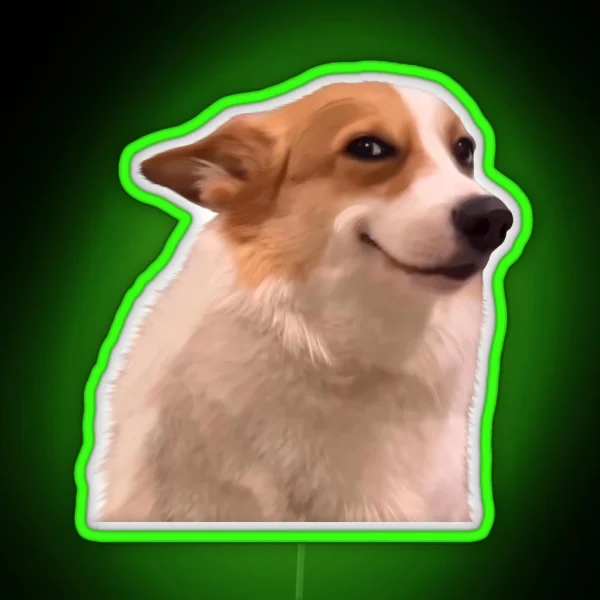 Sly Smiling Dog Meme RGB Neon Sign