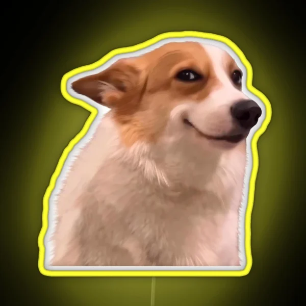 Sly Smiling Dog Meme RGB Neon Sign