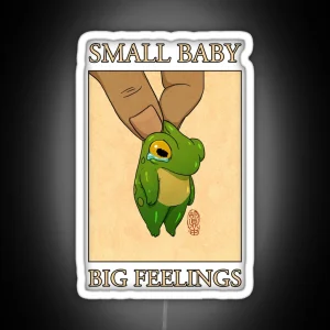 Small Baby Big Feelings Cute Frog Artwork Asian Japanese Chinese Style Drawing Transparent Bg RGB Neon Sign