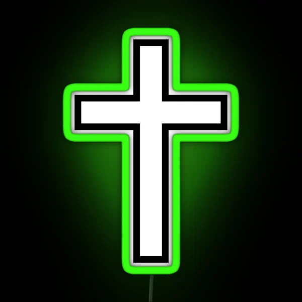 Small Christian Cross Outline RGB Neon Sign