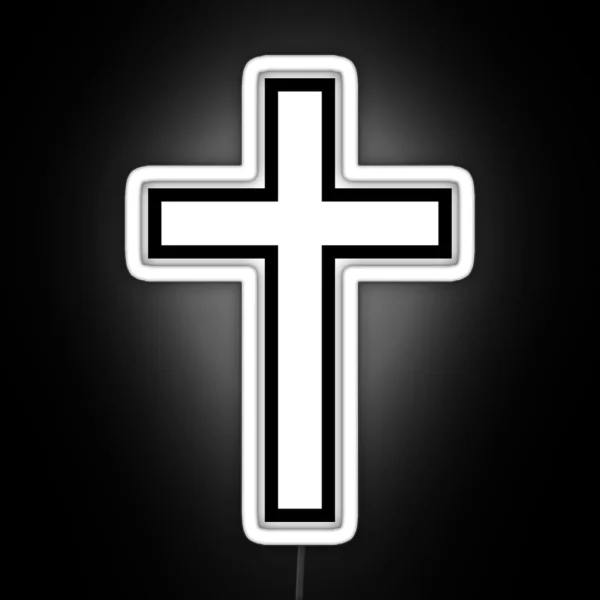 Small Christian Cross Outline RGB Neon Sign
