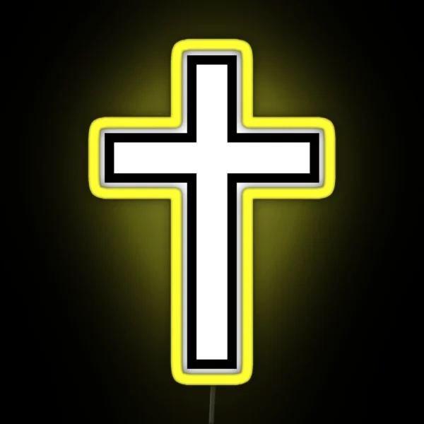 Small Christian Cross Outline RGB Neon Sign
