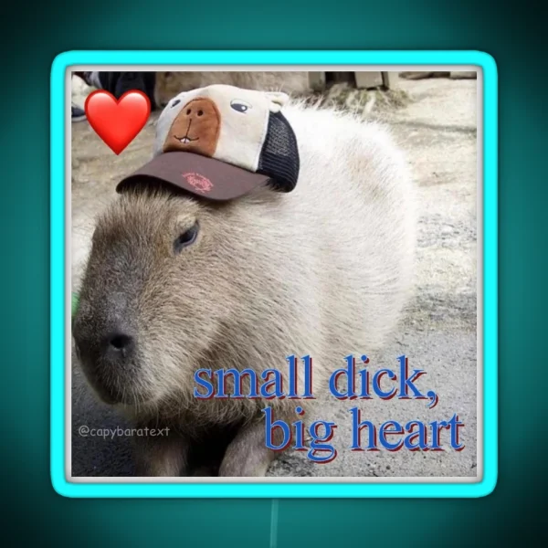 Small Dick Big Heart Capybara Meme RGB Neon Sign