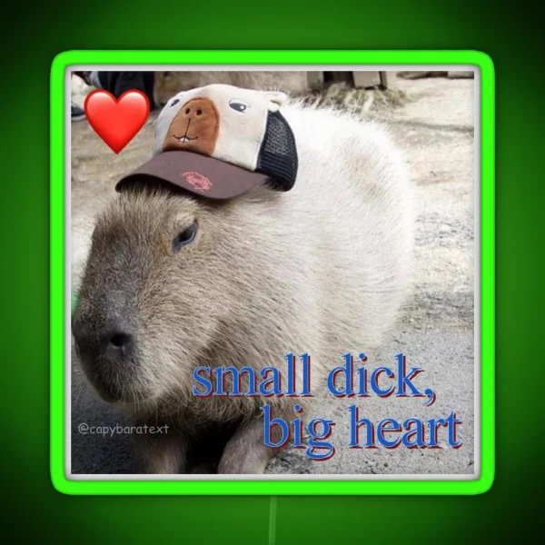 Small Dick Big Heart Capybara Meme RGB Neon Sign