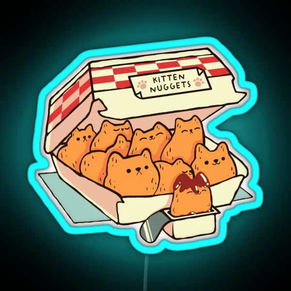 Small Kitten Nuggets Fast Food Cat RGB Neon Sign