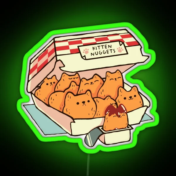 Small Kitten Nuggets Fast Food Cat RGB Neon Sign