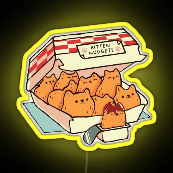 Small Kitten Nuggets Fast Food Cat RGB Neon Sign