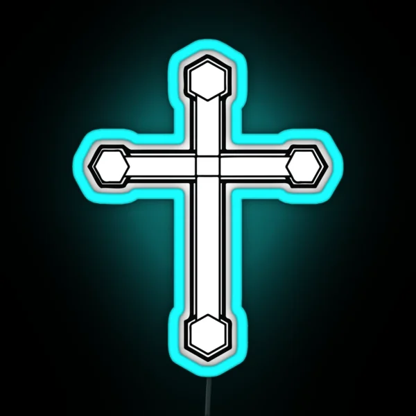 Small Medeival Christian Cross Design RGB Neon Sign