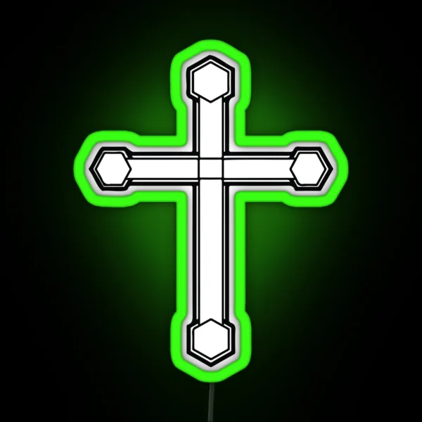 Small Medeival Christian Cross Design RGB Neon Sign