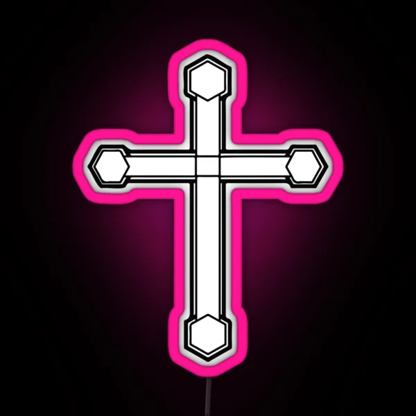 Small Medeival Christian Cross Design RGB Neon Sign