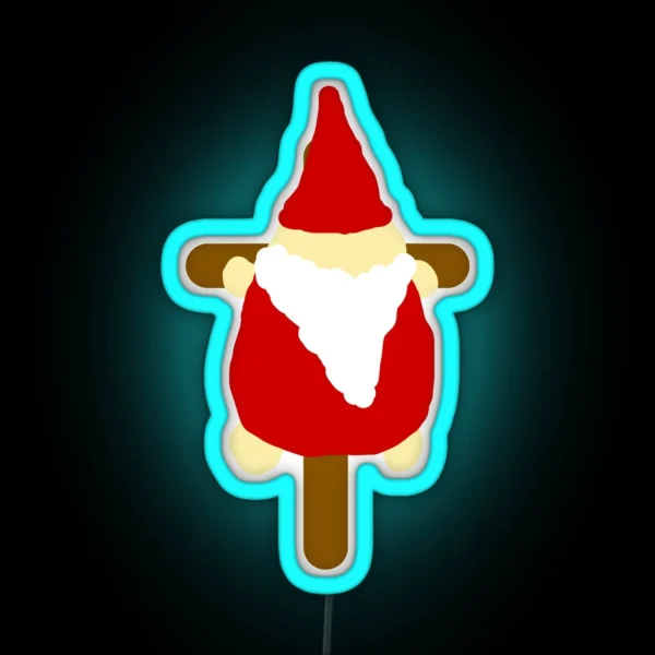 Small Santa Gnome On Cross RGB Neon Sign