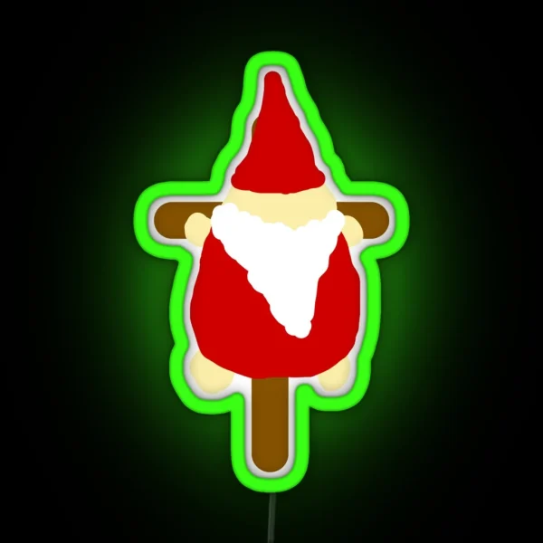 Small Santa Gnome On Cross RGB Neon Sign