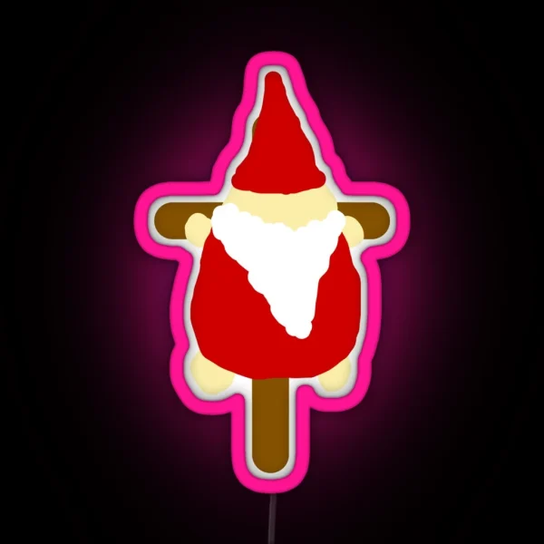 Small Santa Gnome On Cross RGB Neon Sign
