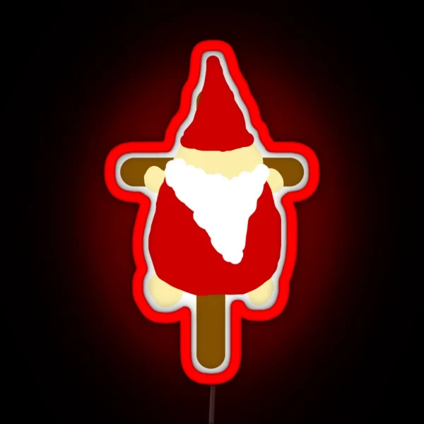 Small Santa Gnome On Cross RGB Neon Sign