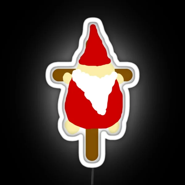 Small Santa Gnome On Cross RGB Neon Sign