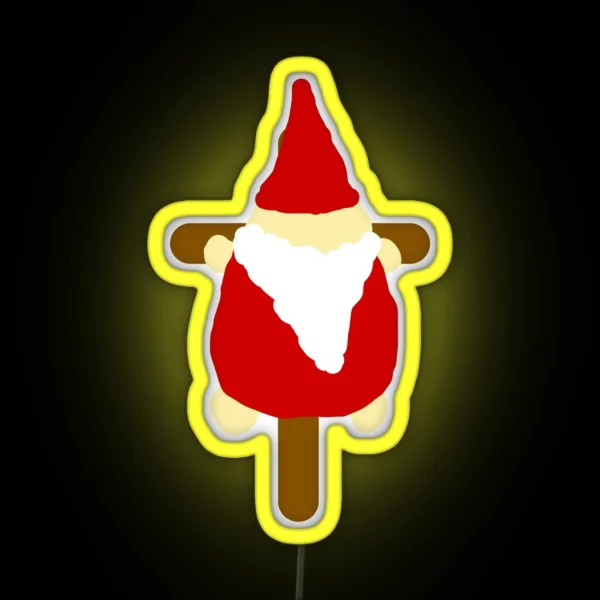Small Santa Gnome On Cross RGB Neon Sign