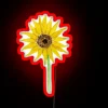 Small vibrant sunflower in full bloom LED neon wall decoration.