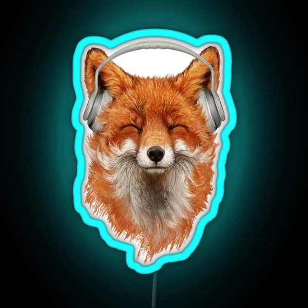 Smiling Musical Fox RGB Neon Sign
