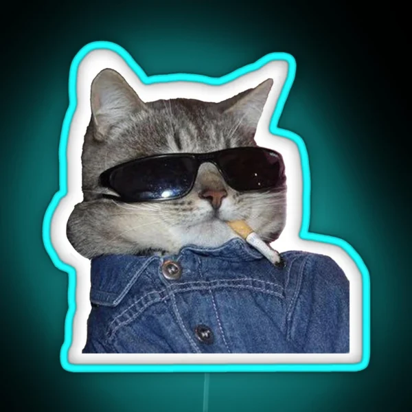 Smoking Cool Cat RGB Neon Sign