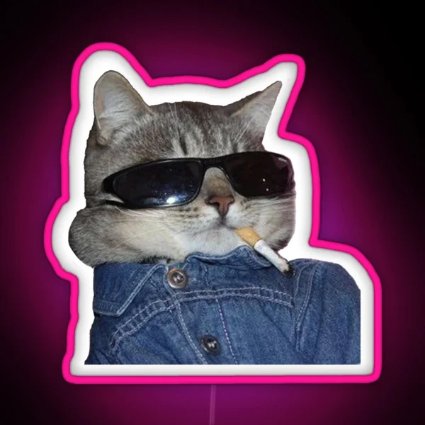 Smoking Cool Cat RGB Neon Sign