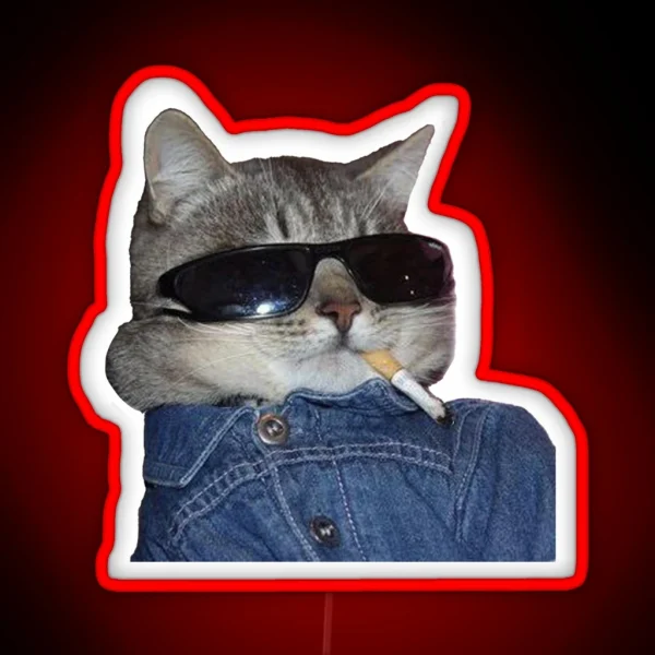 Smoking Cool Cat RGB Neon Sign