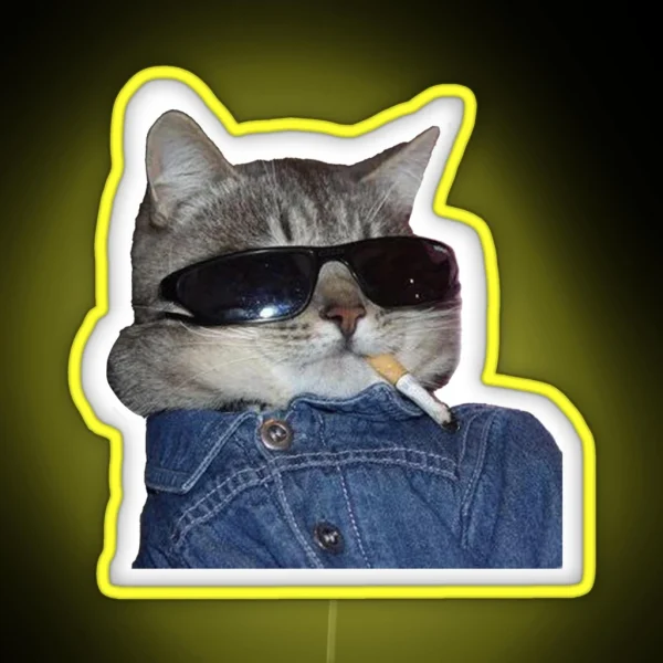 Smoking Cool Cat RGB Neon Sign