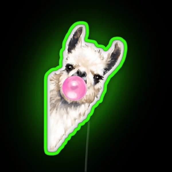 Sneaky Llama With Bubble Gum RGB Neon Sign