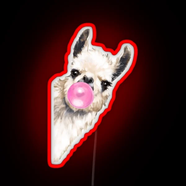Sneaky Llama With Bubble Gum RGB Neon Sign