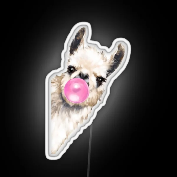 Sneaky Llama With Bubble Gum RGB Neon Sign