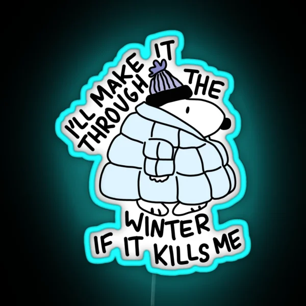 Snow Angel Winter Dog RGB Neon Sign