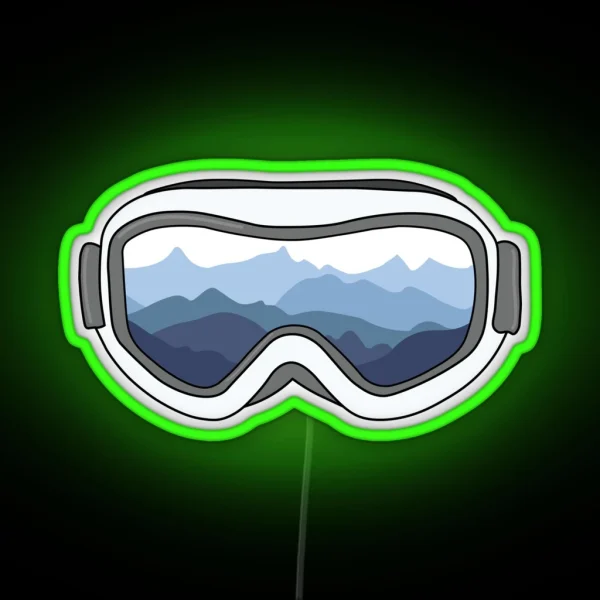 Snow Goggles With View Of Mountain Range RGB Neon Sign