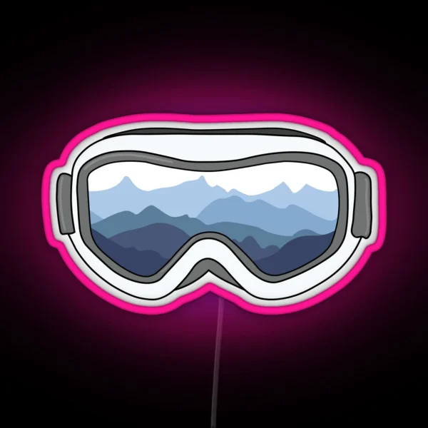 Snow Goggles With View Of Mountain Range RGB Neon Sign
