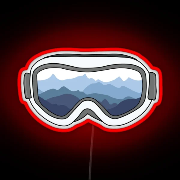 Snow Goggles With View Of Mountain Range RGB Neon Sign