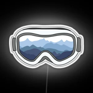 Snow Goggles With View Of Mountain Range RGB Neon Sign