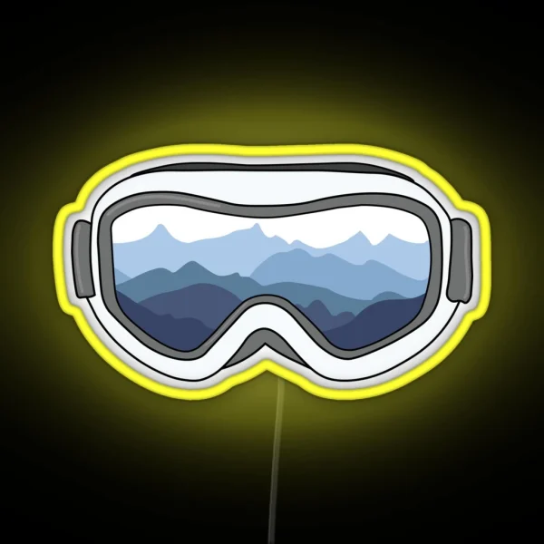 Snow Goggles With View Of Mountain Range RGB Neon Sign